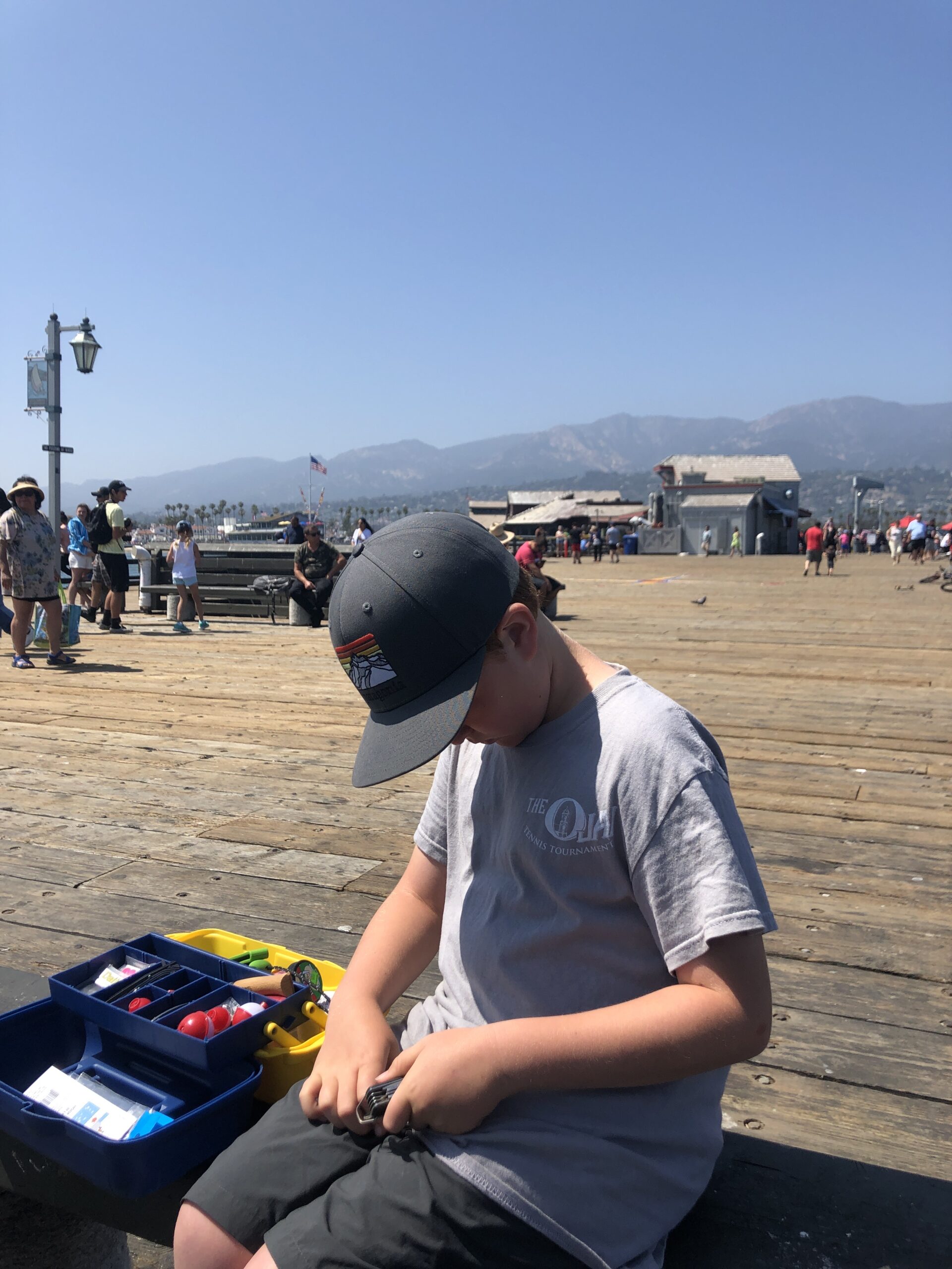 stearns wharf seafood outdoor dining tables near the water