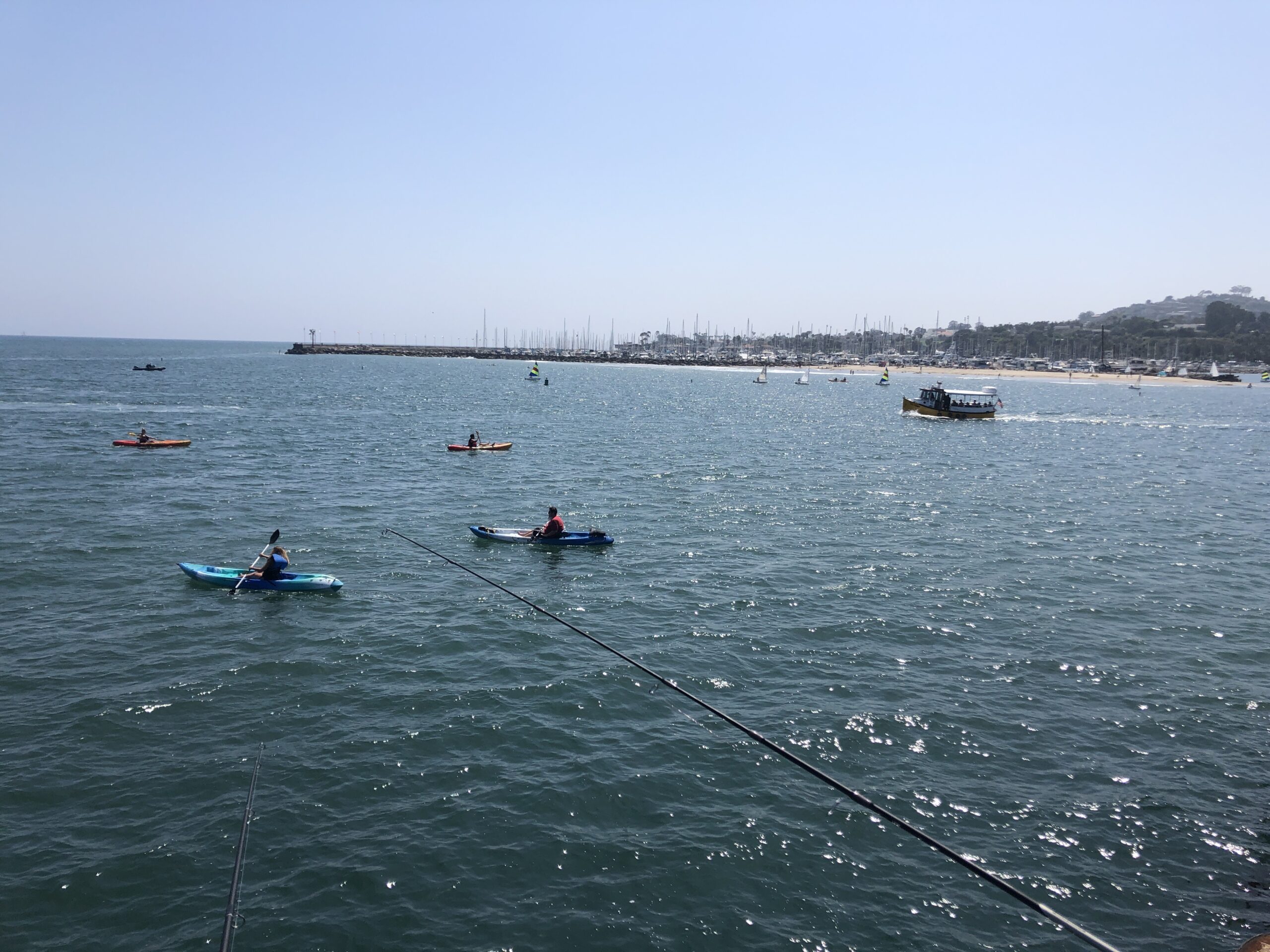 stearns wharf early morning fog ocean Santa Barbara harbor sunrise